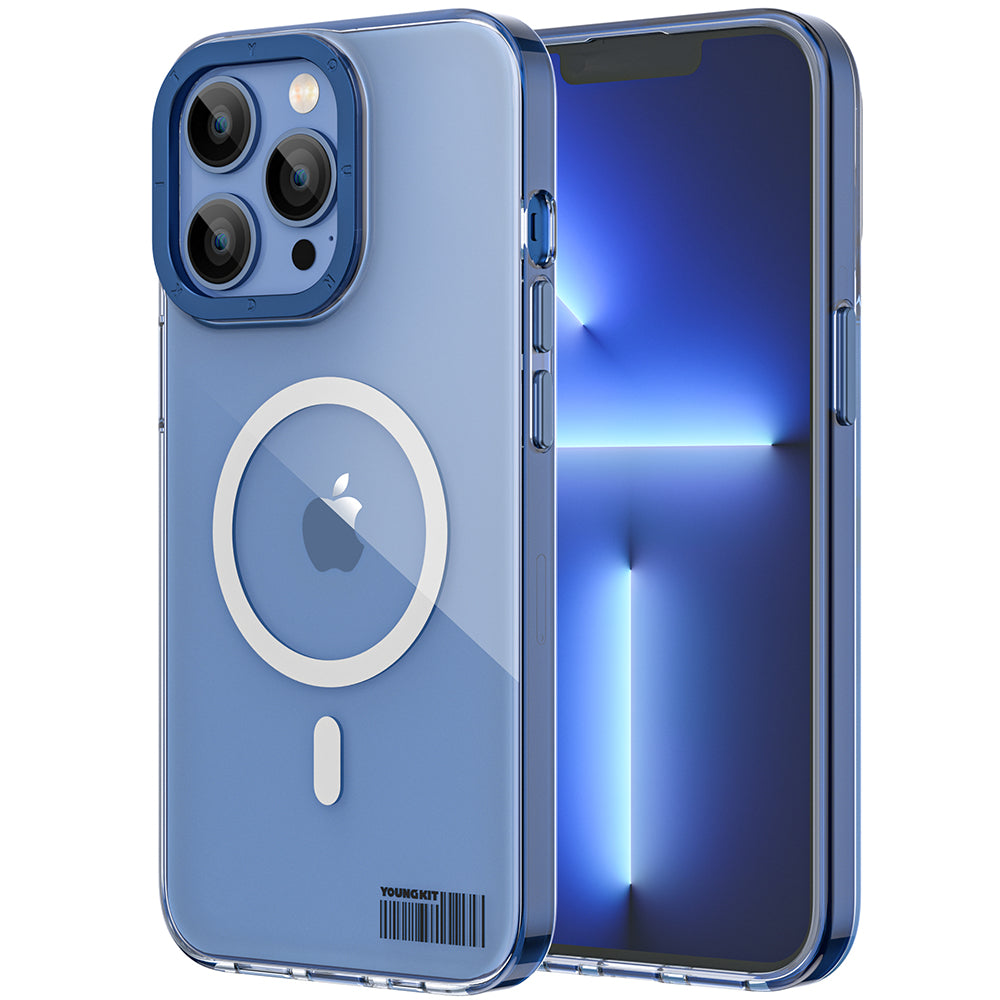 Apple iPhone 13 Pro Kılıf Magsafe Şarj Özellikli Youngkit Coloured Glaze Serisi Kapak Yeşil