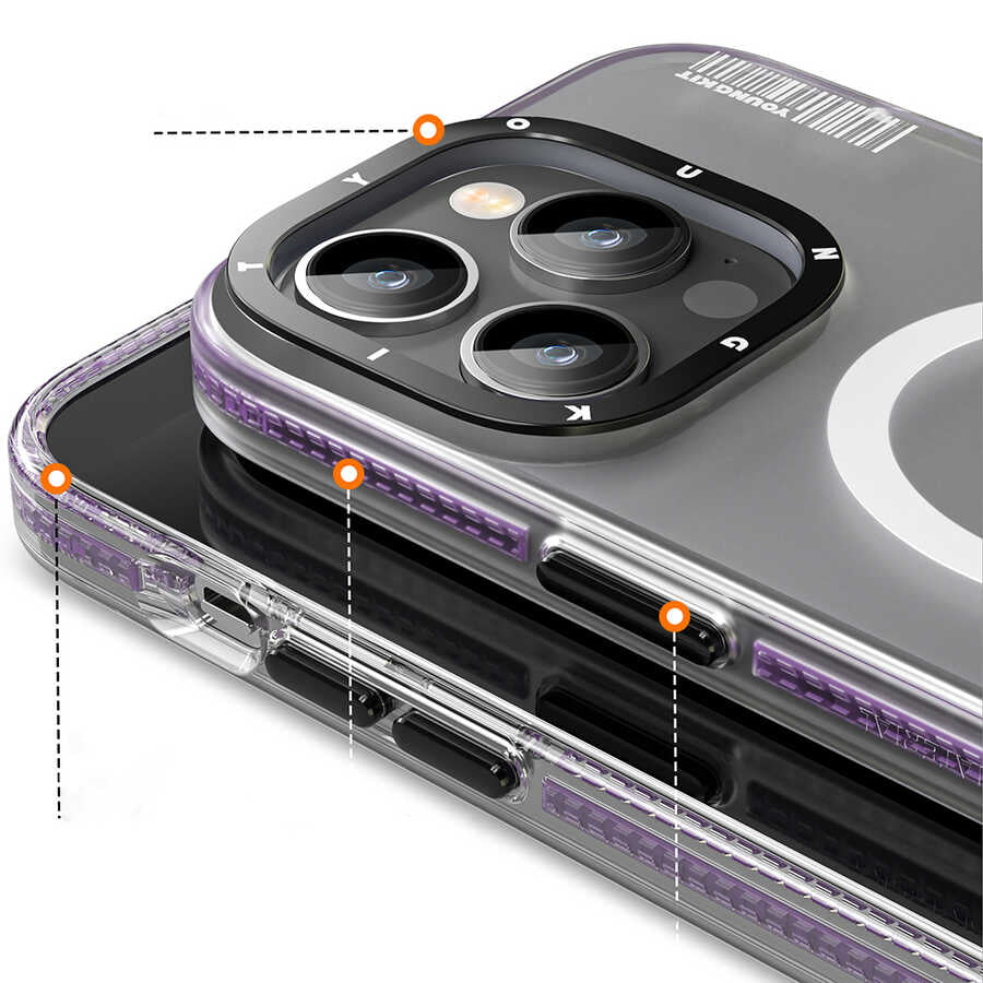 Apple iPhone 13 Pro Kılıf Magsafe Şarj Özellikli Youngkit Jane Sand Serisi Kapak Siyah