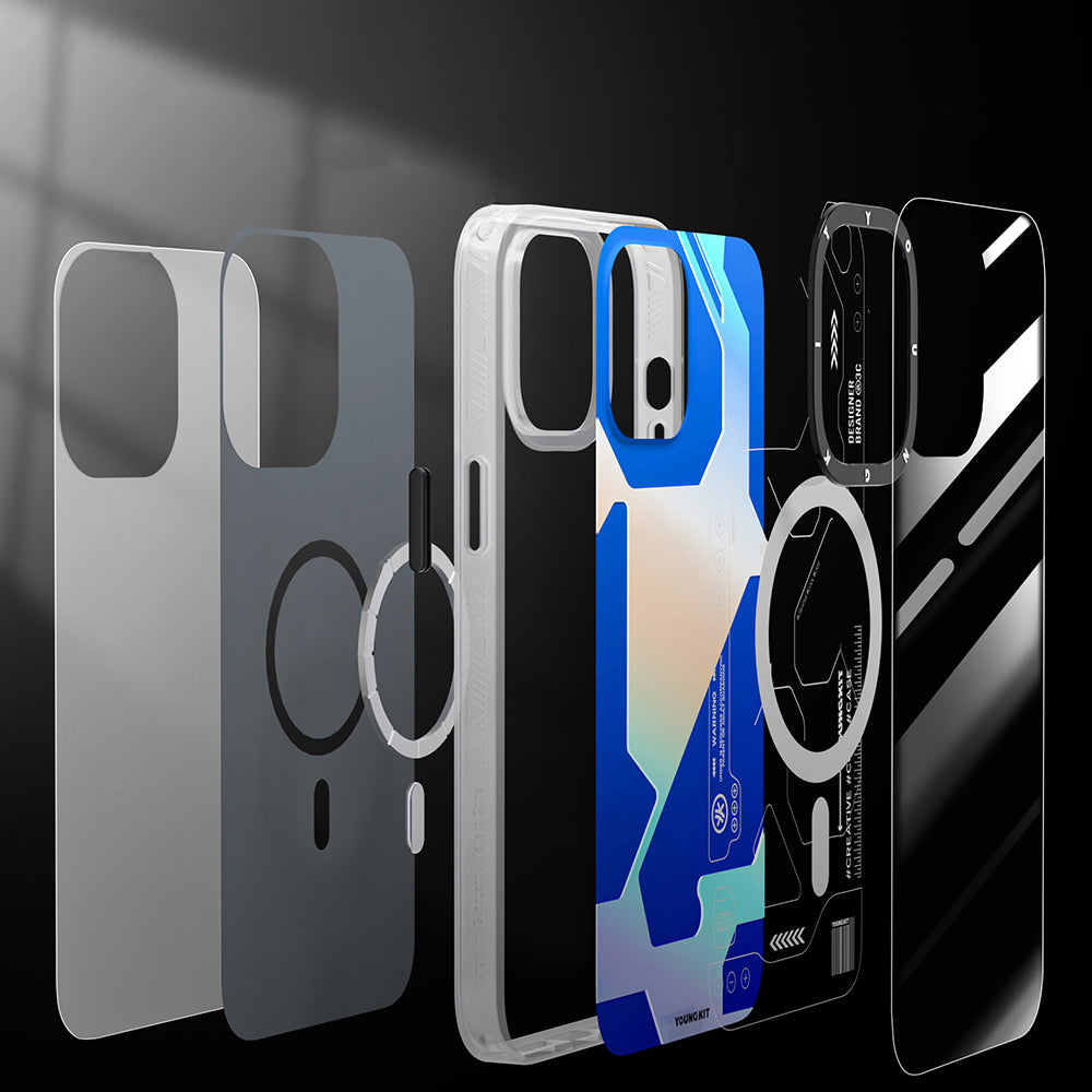 Apple iPhone 13 Pro Kılıf Magsafe Şarj Özellikli YoungKit Metaverse Serisi Kapak Yeşil