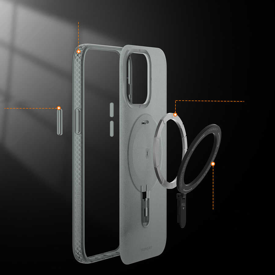Apple iPhone 13 Pro Kılıf Magsafe Şarj Özellikli Youngkit Rock Serisi Kapak Siyah