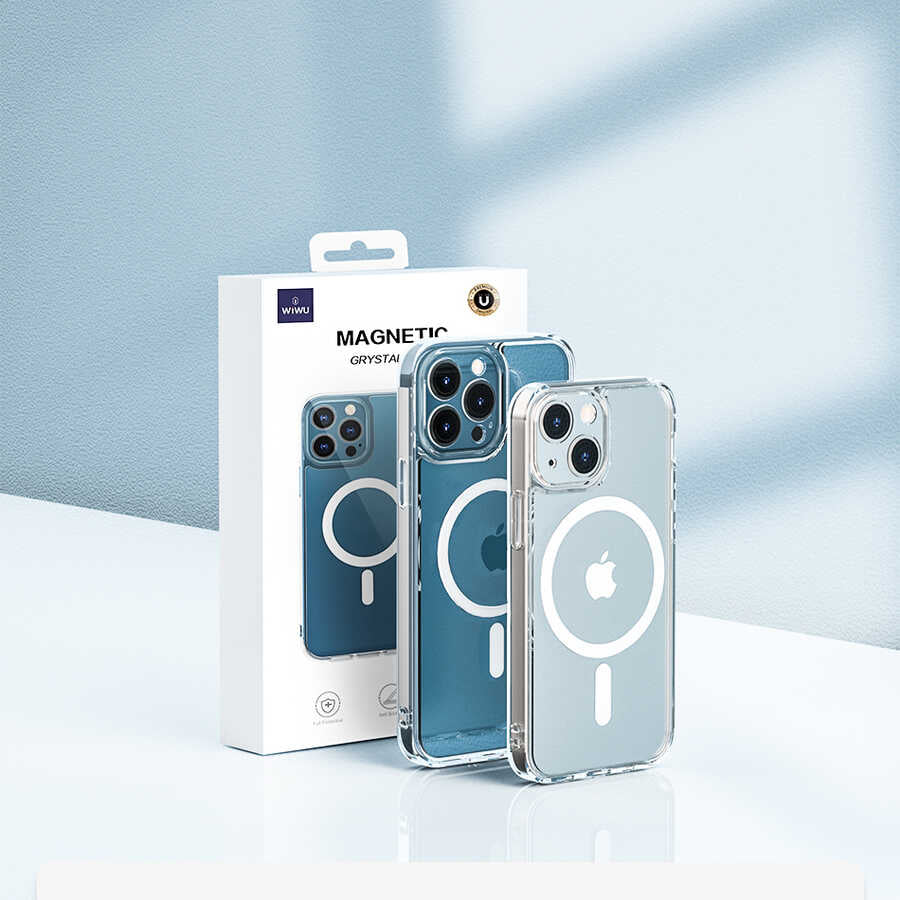Apple iPhone 13 Pro Kılıf Wiwu Magnetic Crystal Kapak Renksiz