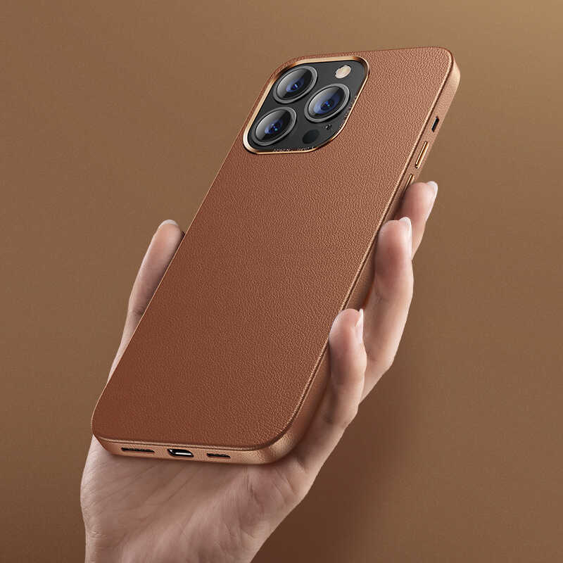 Apple iPhone 13 Pro Max Kılıf Benks Magnetic Hakiki Deri Kılıf Siyah