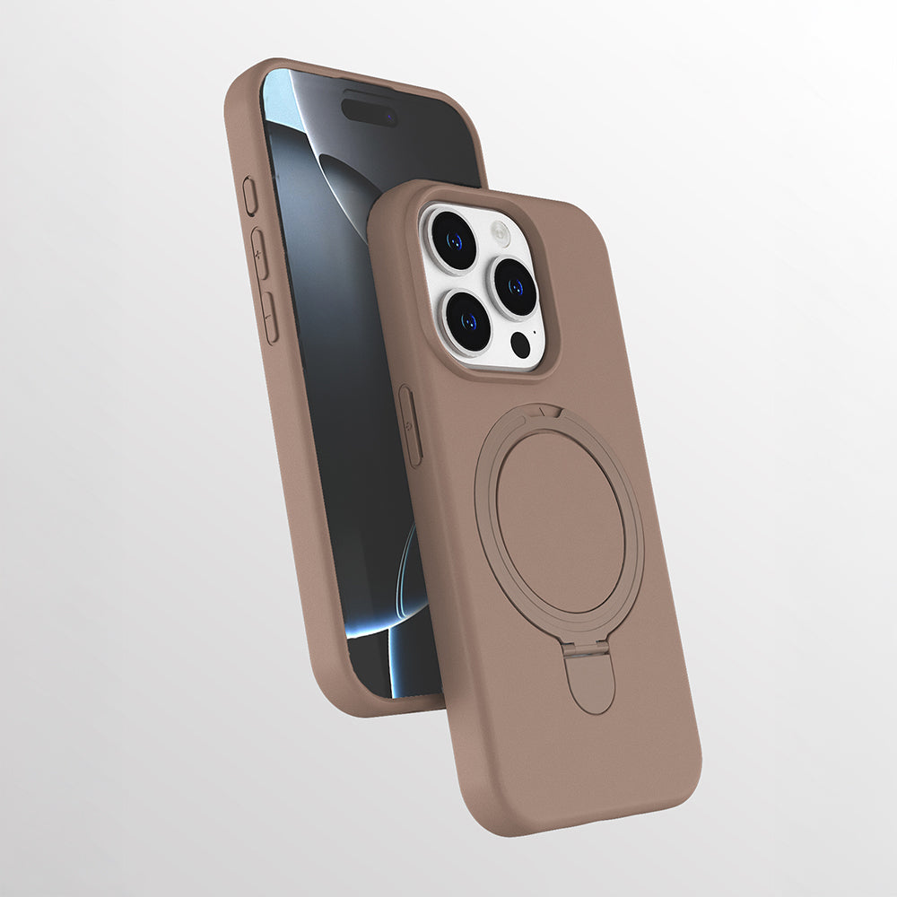 Apple iPhone 13 Pro Max Kılıf M-safe Şarj Özellikli Standlı Zore Samara Kapak Pembe