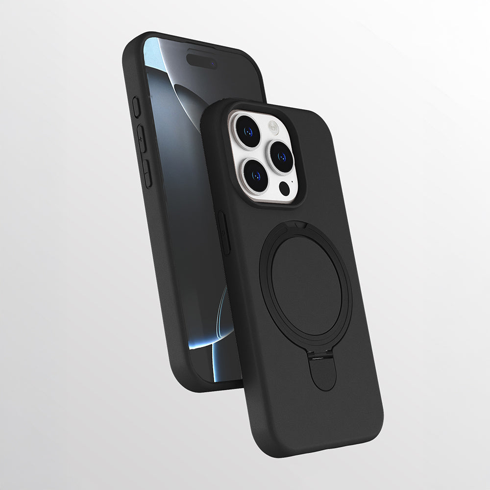 Apple iPhone 13 Pro Max Kılıf M-safe Şarj Özellikli Standlı Zore Samara Kapak Siyah