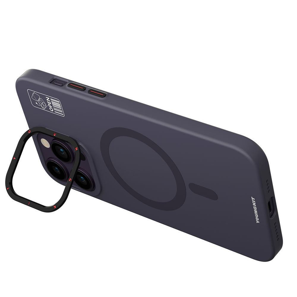 Apple iPhone 13 Pro Max Kılıf Magsafe Şarj Özellikli Standlı YoungKit Hermit Bracket Serisi Kapak Siyah