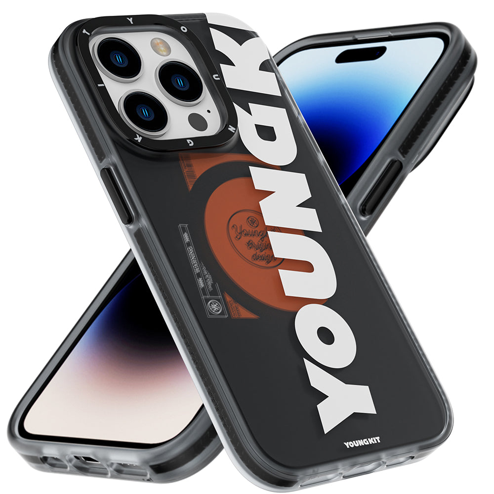 Apple iPhone 13 Pro Max Kılıf Magsafe Şarj Özellikli Youngkit Binfen Serisi Yazı Temalı Kapak Pembe