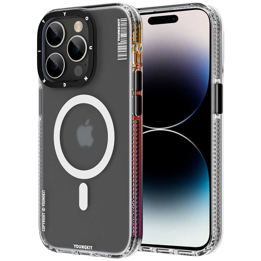 Apple iPhone 13 Pro Max Kılıf Magsafe Şarj Özellikli Youngkit Jane Sand Serisi Kapak Siyah