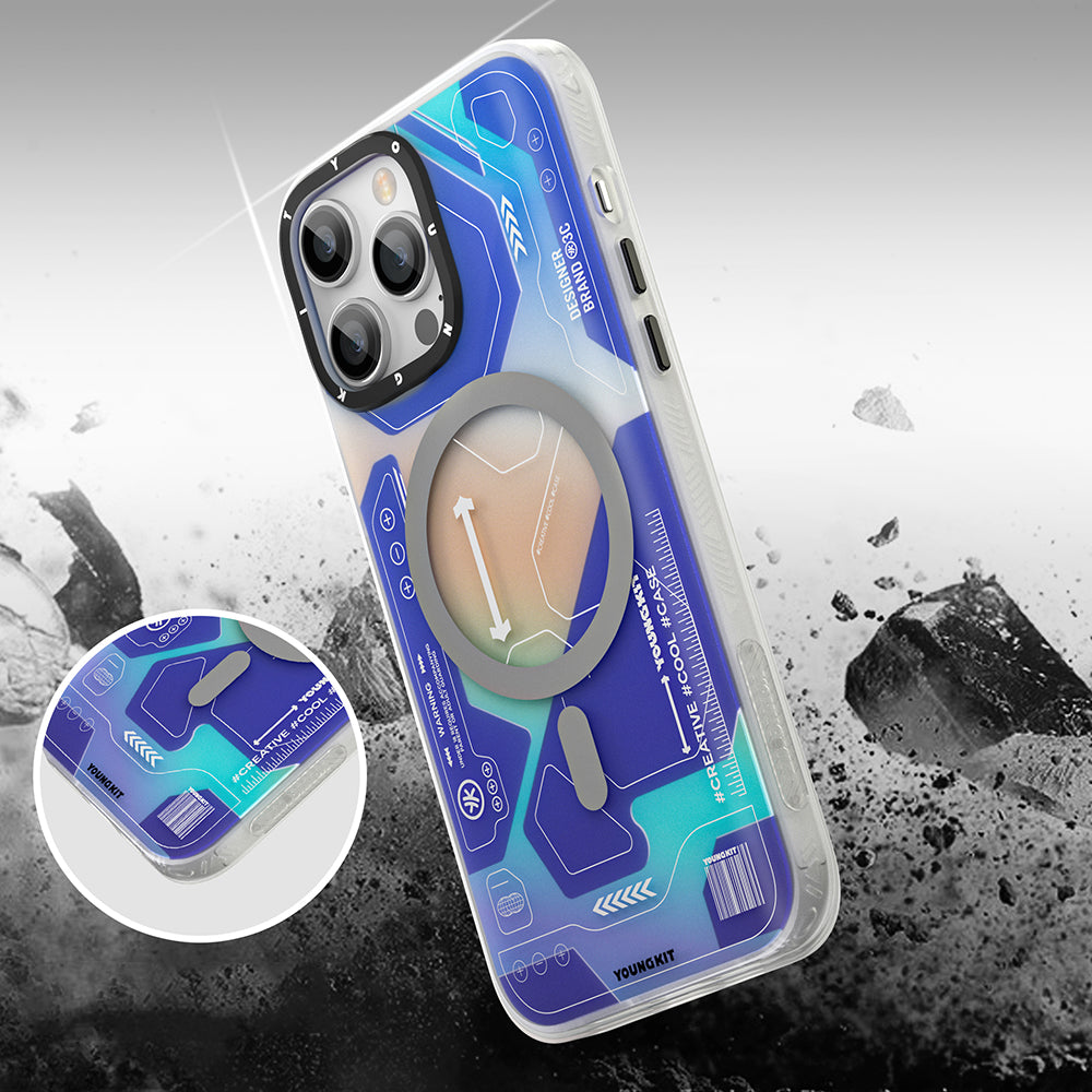 Apple iPhone 13 Pro Max Kılıf Magsafe Şarj Özellikli YoungKit Metaverse Serisi Kapak Yeşil