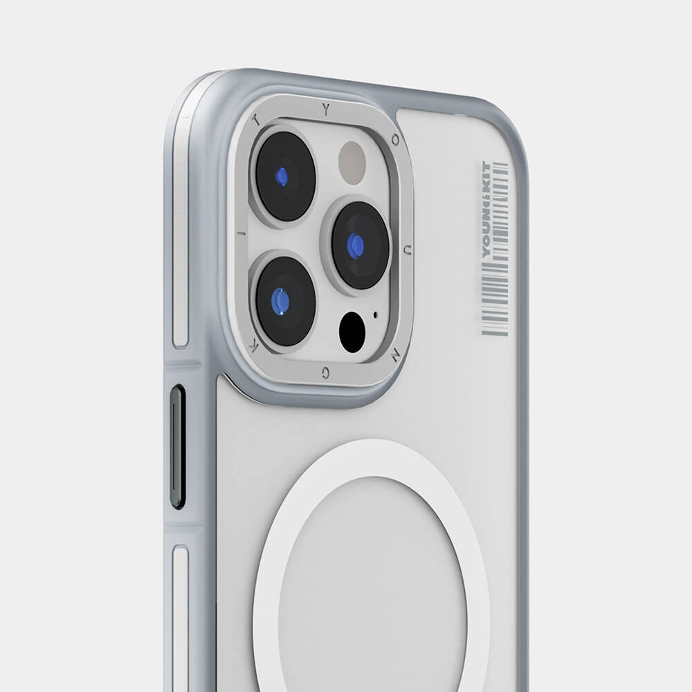 Apple iPhone 13 Pro Max Kılıf Magsafe Şarj Özellikli Youngkit Rock Sand Serisi Kapak Mavi