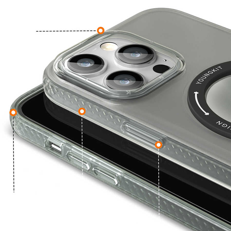 Apple iPhone 13 Pro Max Kılıf Magsafe Şarj Özellikli Youngkit Rock Serisi Kapak Derin Mor