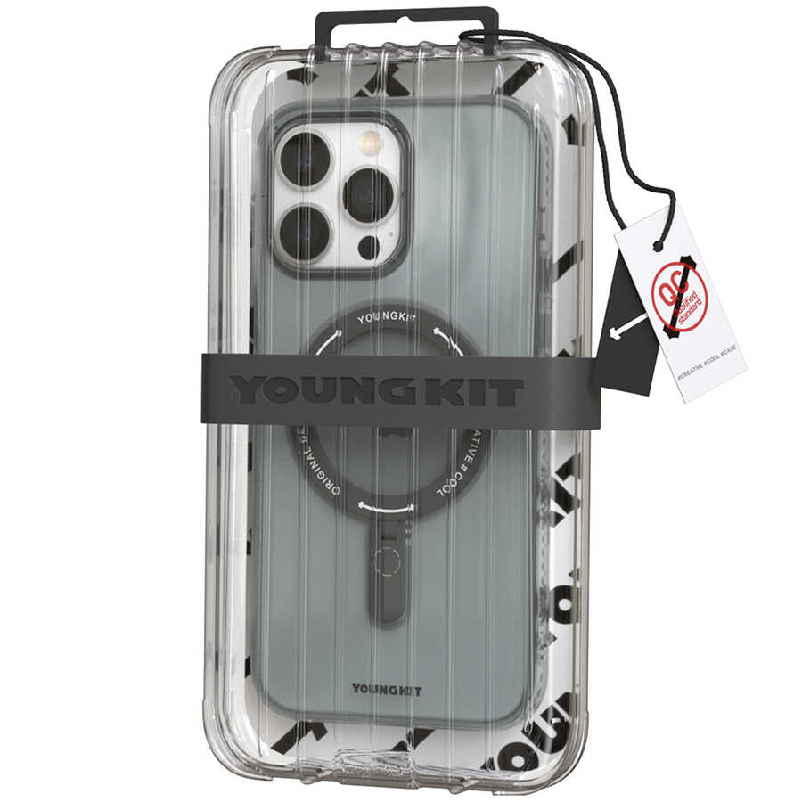 Apple iPhone 13 Pro Max Kılıf Magsafe Şarj Özellikli Youngkit Rock Serisi Kapak Derin Mor