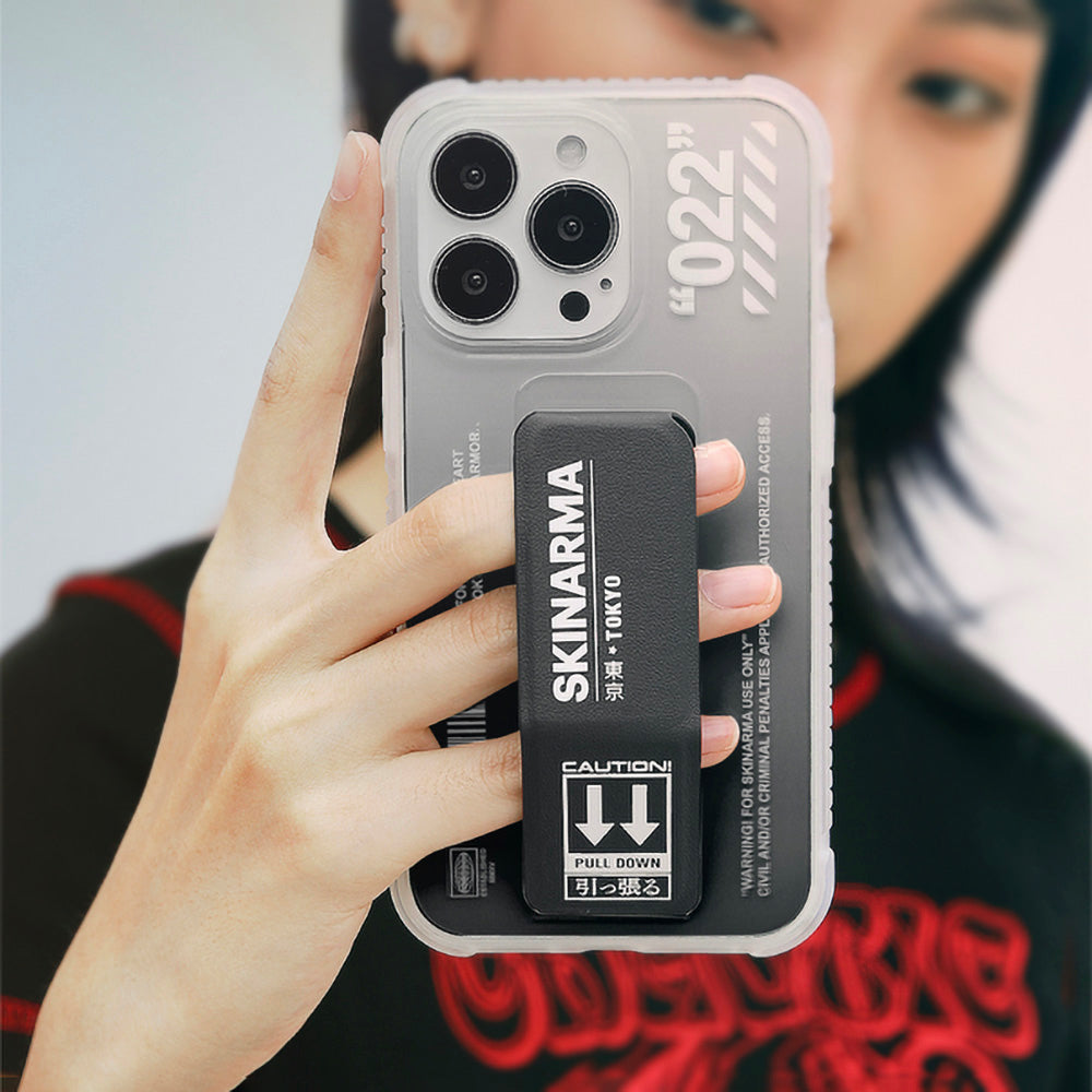 Apple iPhone 13 Pro Max Kılıf SkinArma Standlı Şeffaf Tasarımlı Taihi Kobai Kapak Siyah