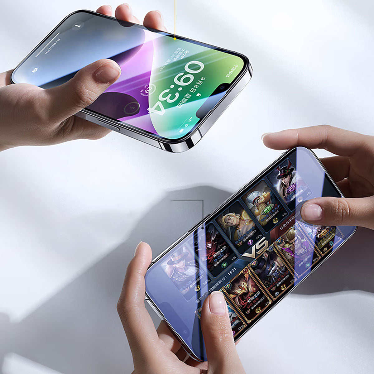Apple iPhone 13 Pro Max Wiwu CZ-003 Mavi Işık Teknolojili Hidrofobik ve Oleofobik Parlama Önleyici Cam Ekran Koruyucu Siyah