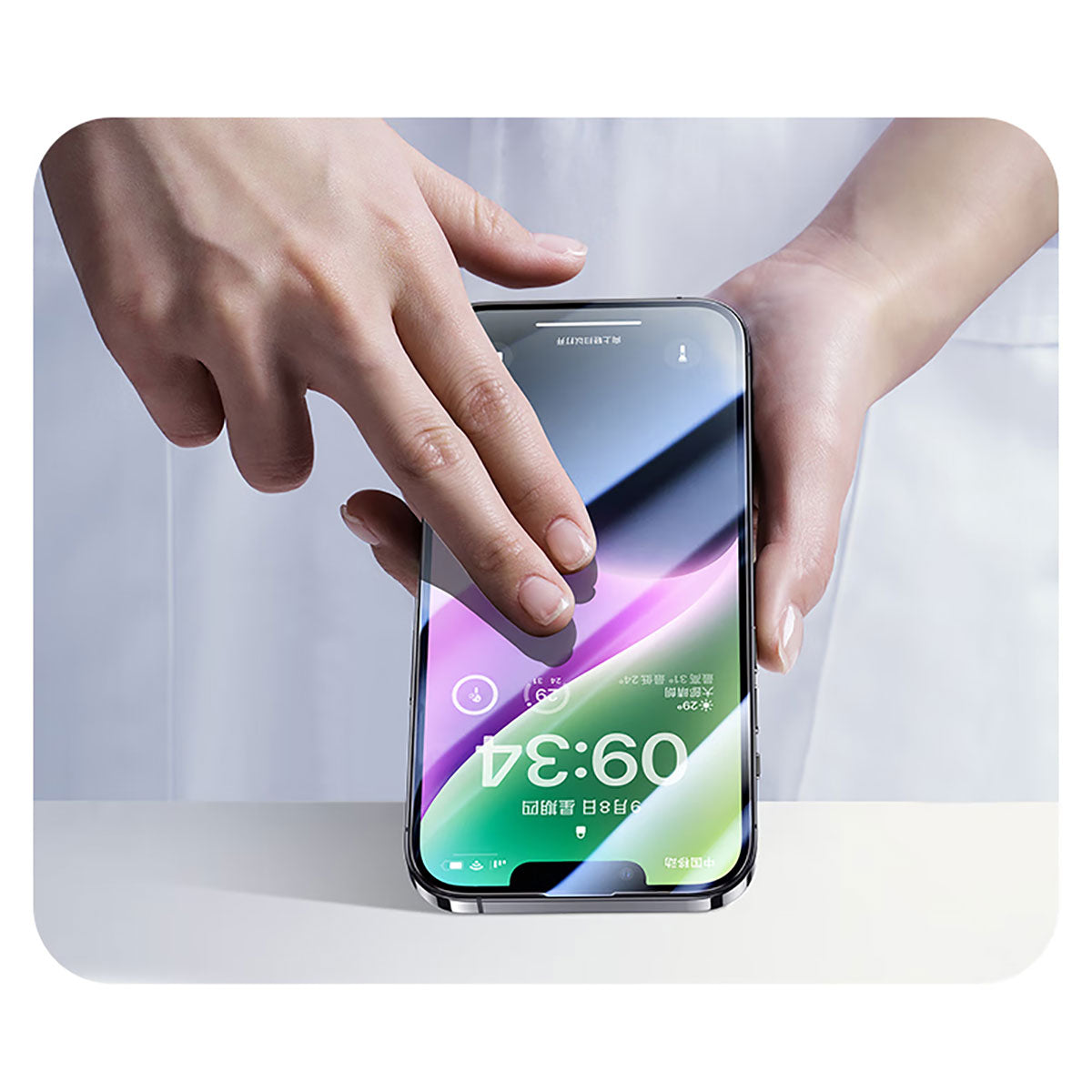 Apple iPhone 13 Pro Max Wiwu CZ-003 Mavi Işık Teknolojili Hidrofobik ve Oleofobik Parlama Önleyici Cam Ekran Koruyucu Siyah