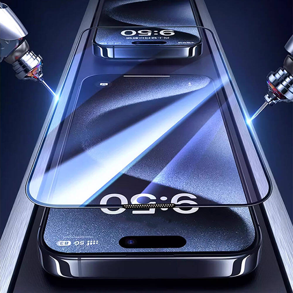 Apple iPhone 13 Pro Max Wiwu GT-008 Polimer Oleofobik Kaplama Şeffaf Pürüzsüz Temperli Cam Ekran Koruyucu 10'lu Paket Siyah