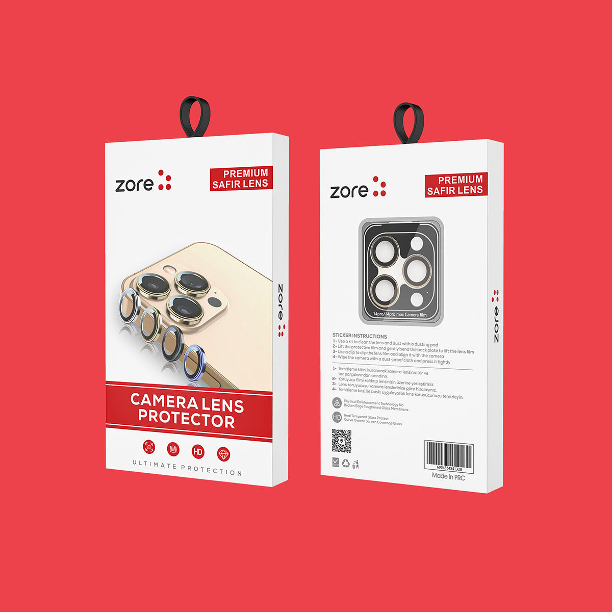 Apple iPhone 13 Zore CL-12 Premium Safir Parmak İzi Bırakmayan Anti-Reflective Kamera Lens Koruyucu Turuncu