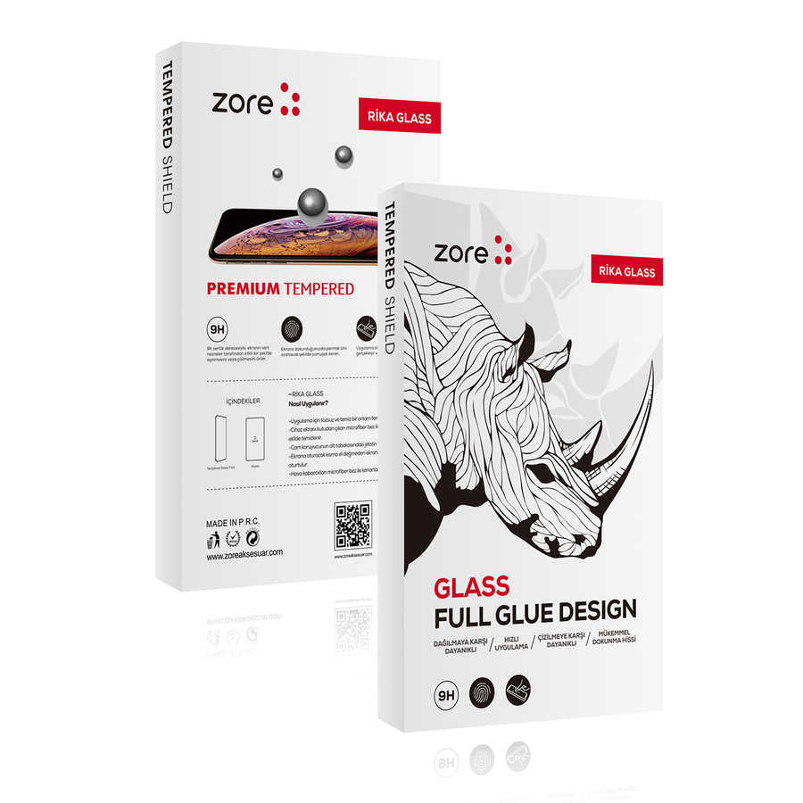 Apple iPhone 13 Zore Rika Premium Temperli Cam Ekran Koruyucu Siyah