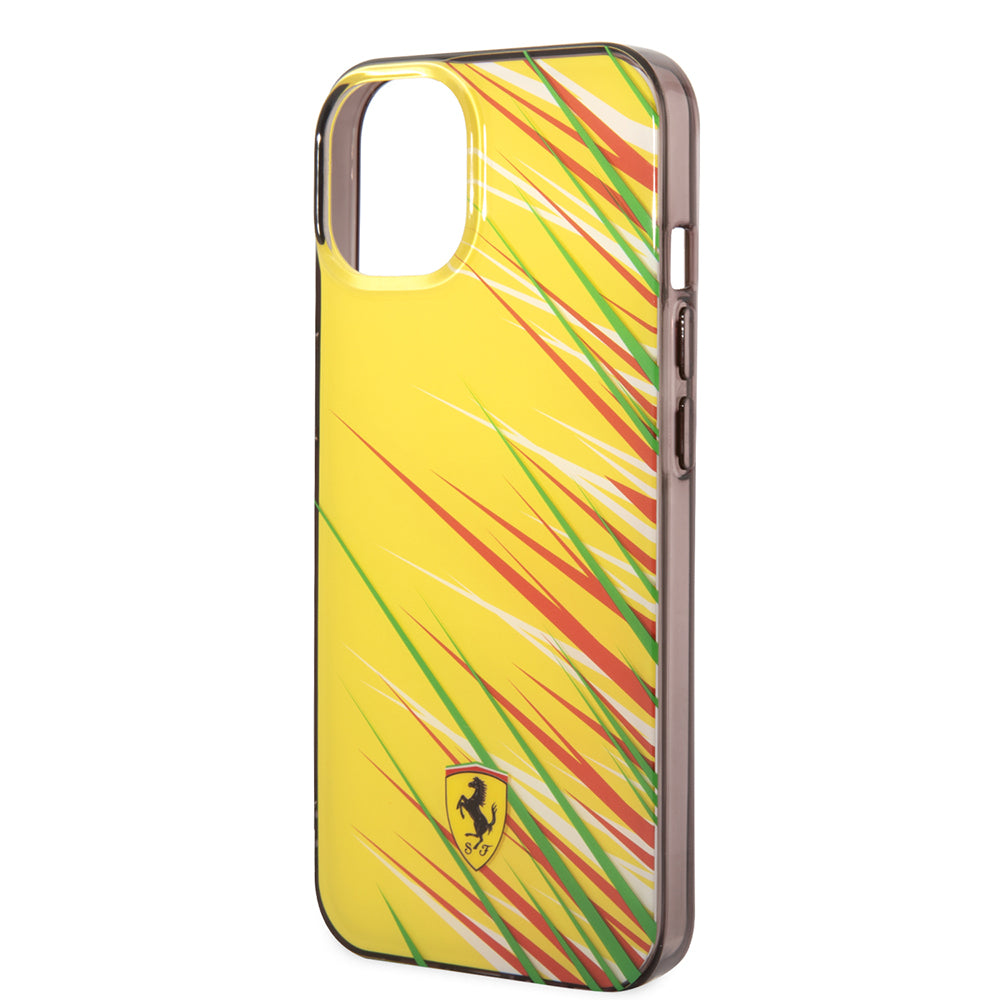 Apple iPhone 14 Kılıf Ferrari Orjinal Lisanslı Baskı Logolu Çimen Desenli Kapak Siyah