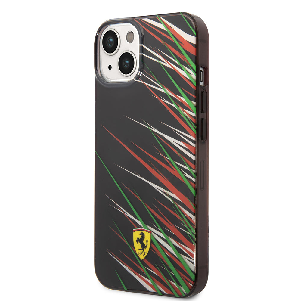Apple iPhone 14 Kılıf Ferrari Orjinal Lisanslı Baskı Logolu Çimen Desenli Kapak Kırmızı