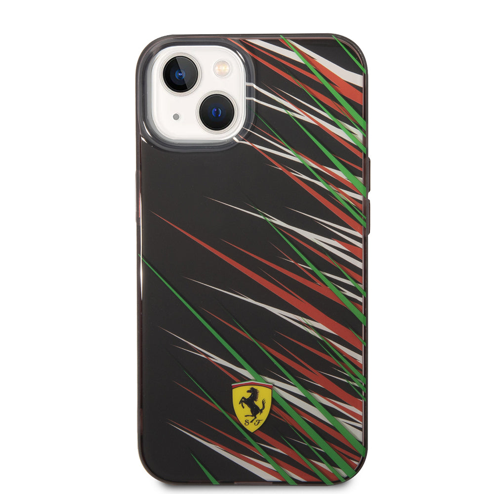 Apple iPhone 14 Kılıf Ferrari Orjinal Lisanslı Baskı Logolu Çimen Desenli Kapak Siyah