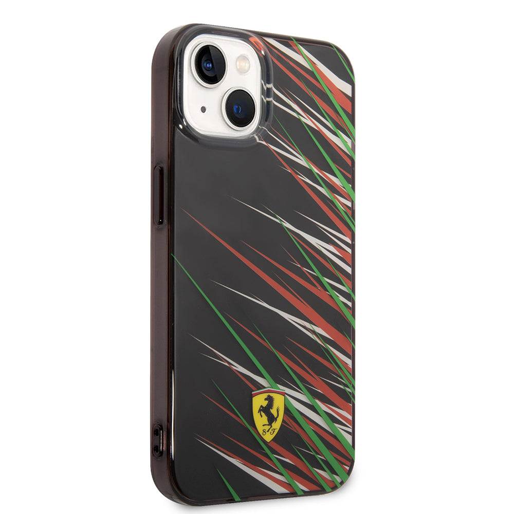 Apple iPhone 14 Kılıf Ferrari Orjinal Lisanslı Baskı Logolu Çimen Desenli Kapak Kırmızı