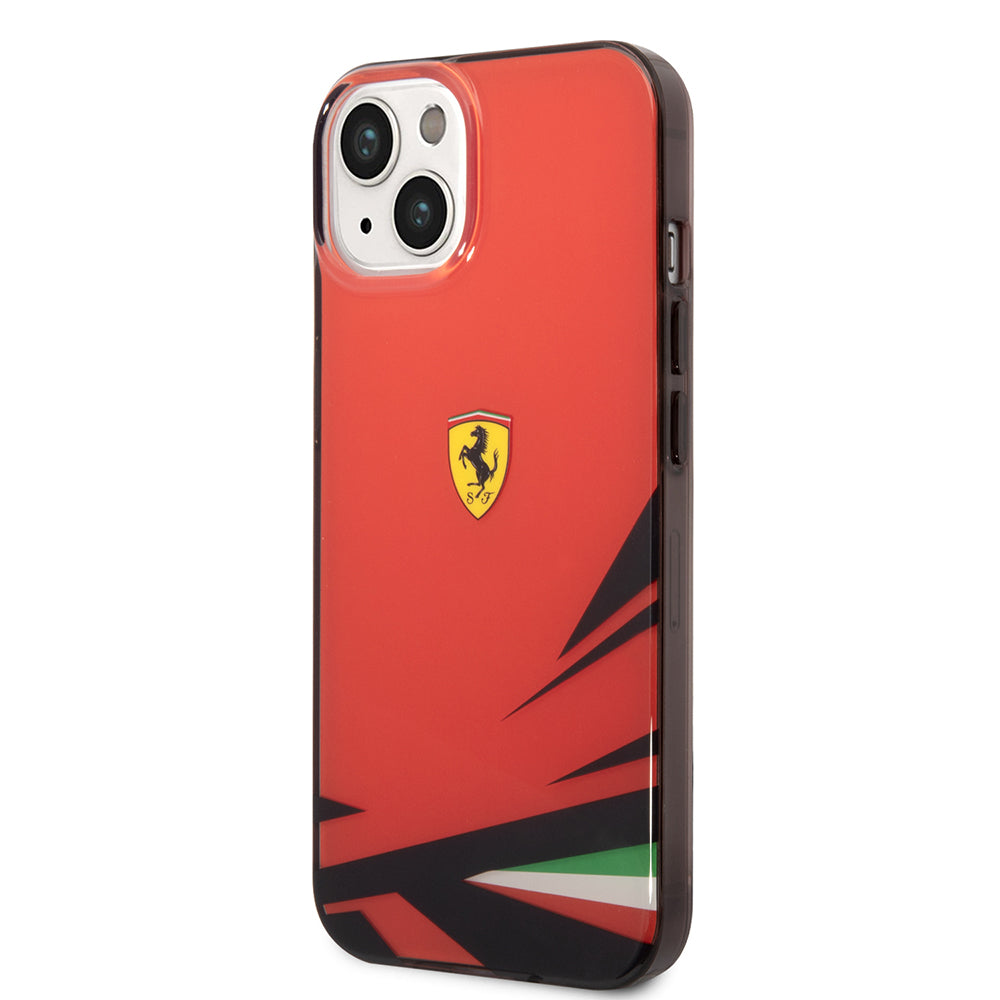 Apple iPhone 14 Kılıf Ferrari Orjinal Lisanslı Baskı Logolu İtalyan Bayrak Baskılı Dizayn Kapak Sarı