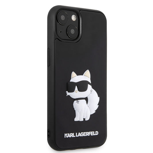 Apple iPhone 14 Kılıf Karl Lagerfeld 3D Rubber Choupette Dizayn Kapak Siyah