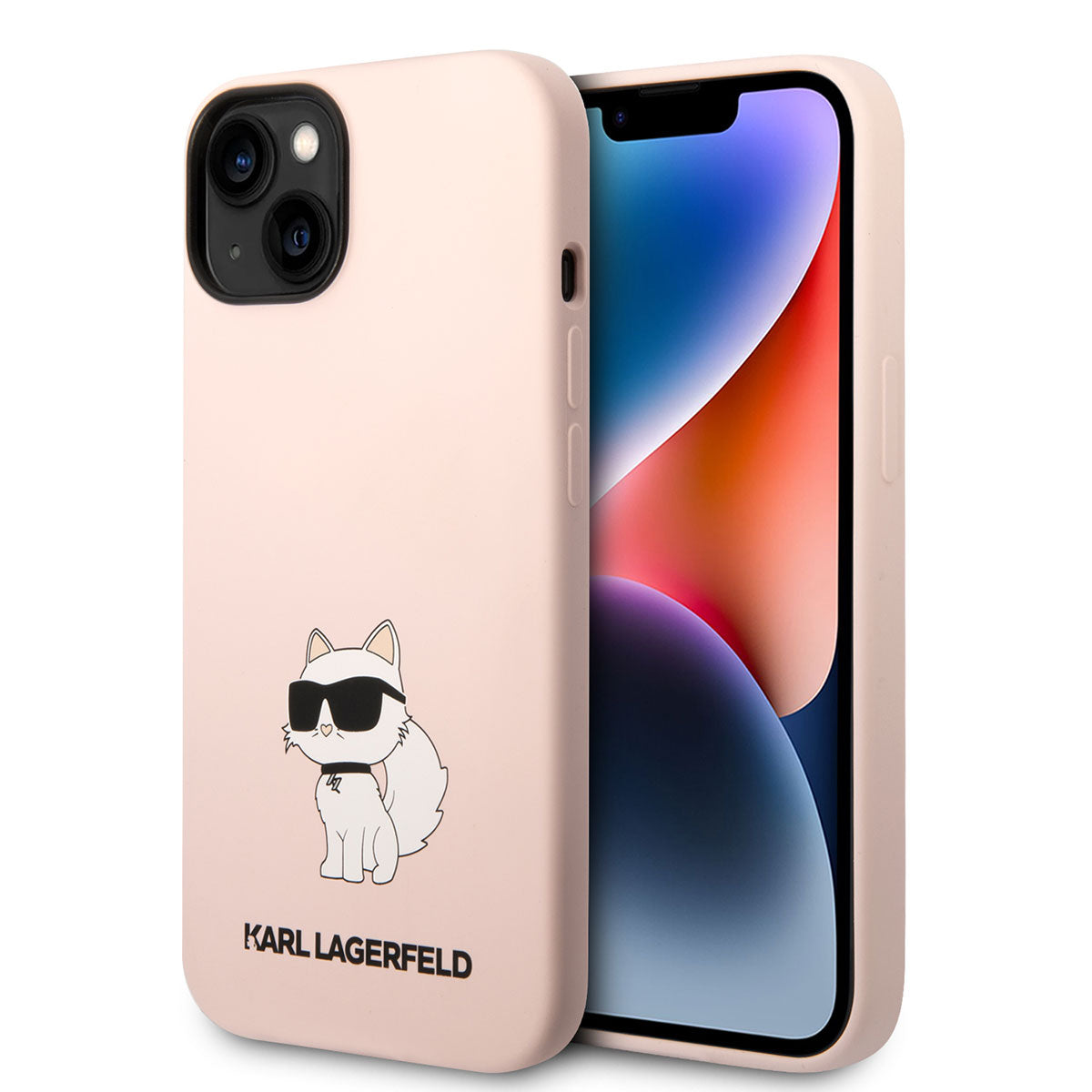Apple iPhone 14 Kılıf Karl Lagerfeld Silikon Choupette Dizayn Kapak Pembe