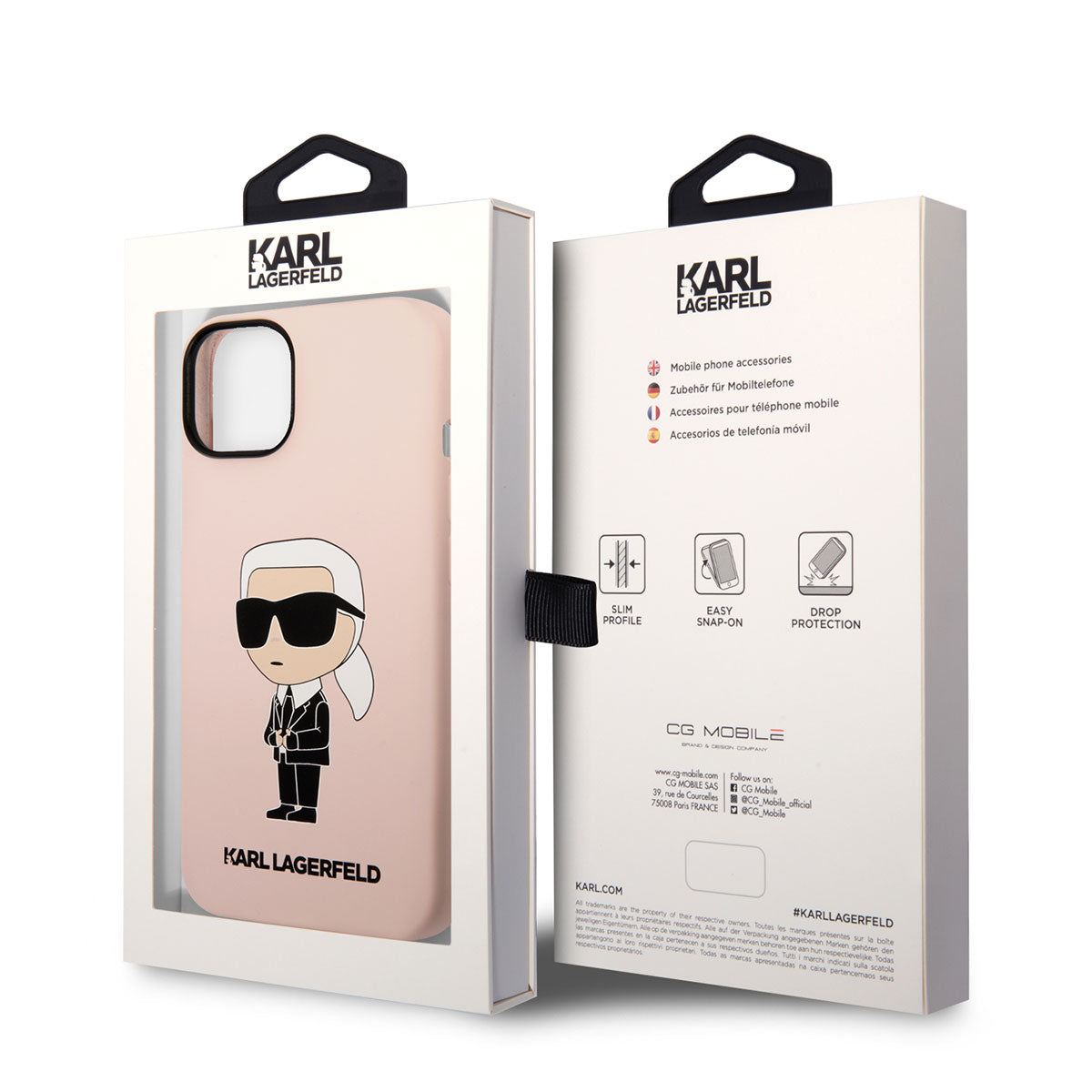 Apple iPhone 14 Kılıf Karl Lagerfeld Silikon Karl Dizayn Kapak Pembe