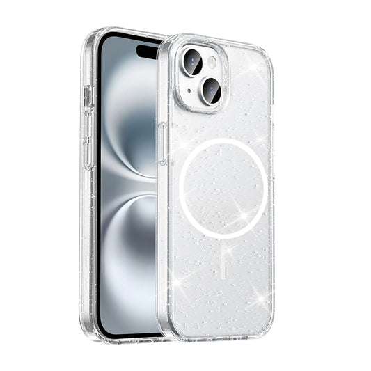 Apple iPhone 14 Kılıf M-safe Şarj Özellikli Parlayan Simli Saydam Renkli Zore Maris Kapak Şeffaf