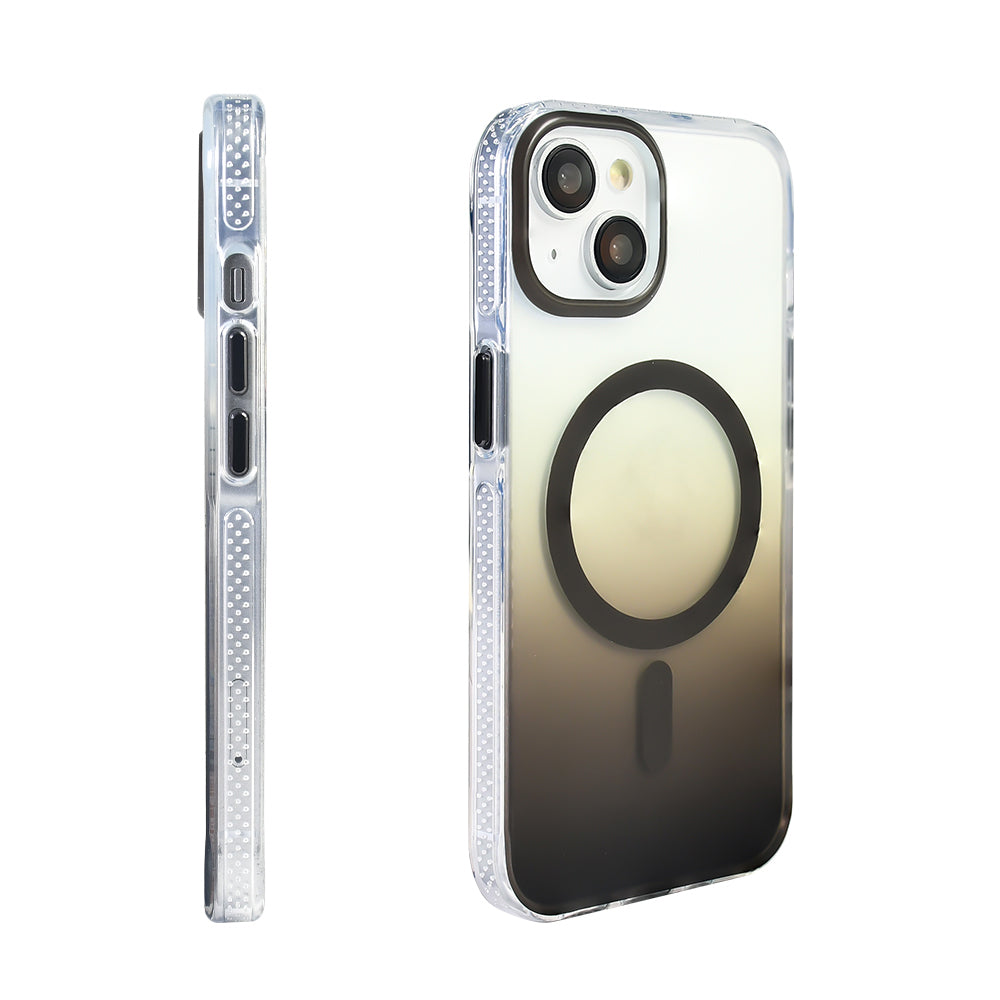 Apple iPhone 14 Kılıf M-safe Şarj Özellikli Transparan Renk Geçişli Zore Toros Kapak Rose Gold