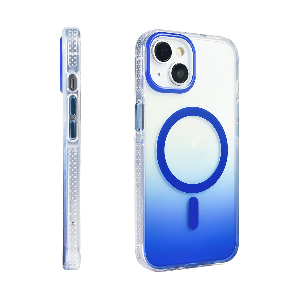 Apple iPhone 14 Kılıf M-safe Şarj Özellikli Transparan Renk Geçişli Zore Toros Kapak Mor