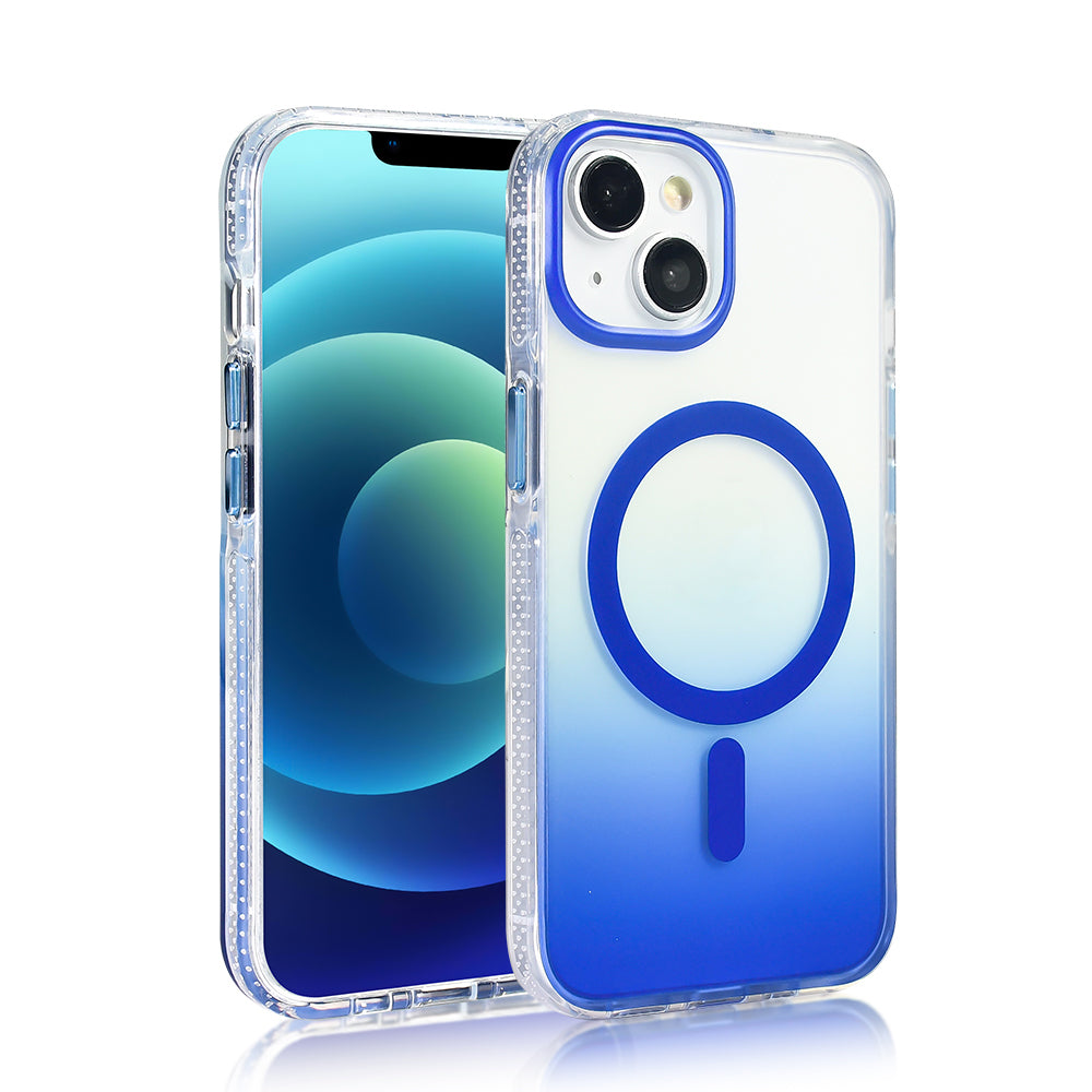 Apple iPhone 14 Kılıf M-safe Şarj Özellikli Transparan Renk Geçişli Zore Toros Kapak Rose Gold