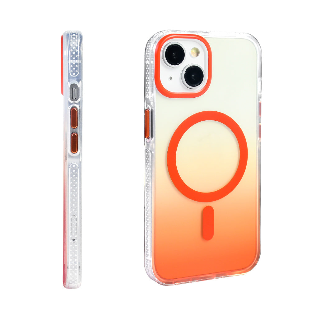 Apple iPhone 14 Kılıf M-safe Şarj Özellikli Transparan Renk Geçişli Zore Toros Kapak Rose Gold