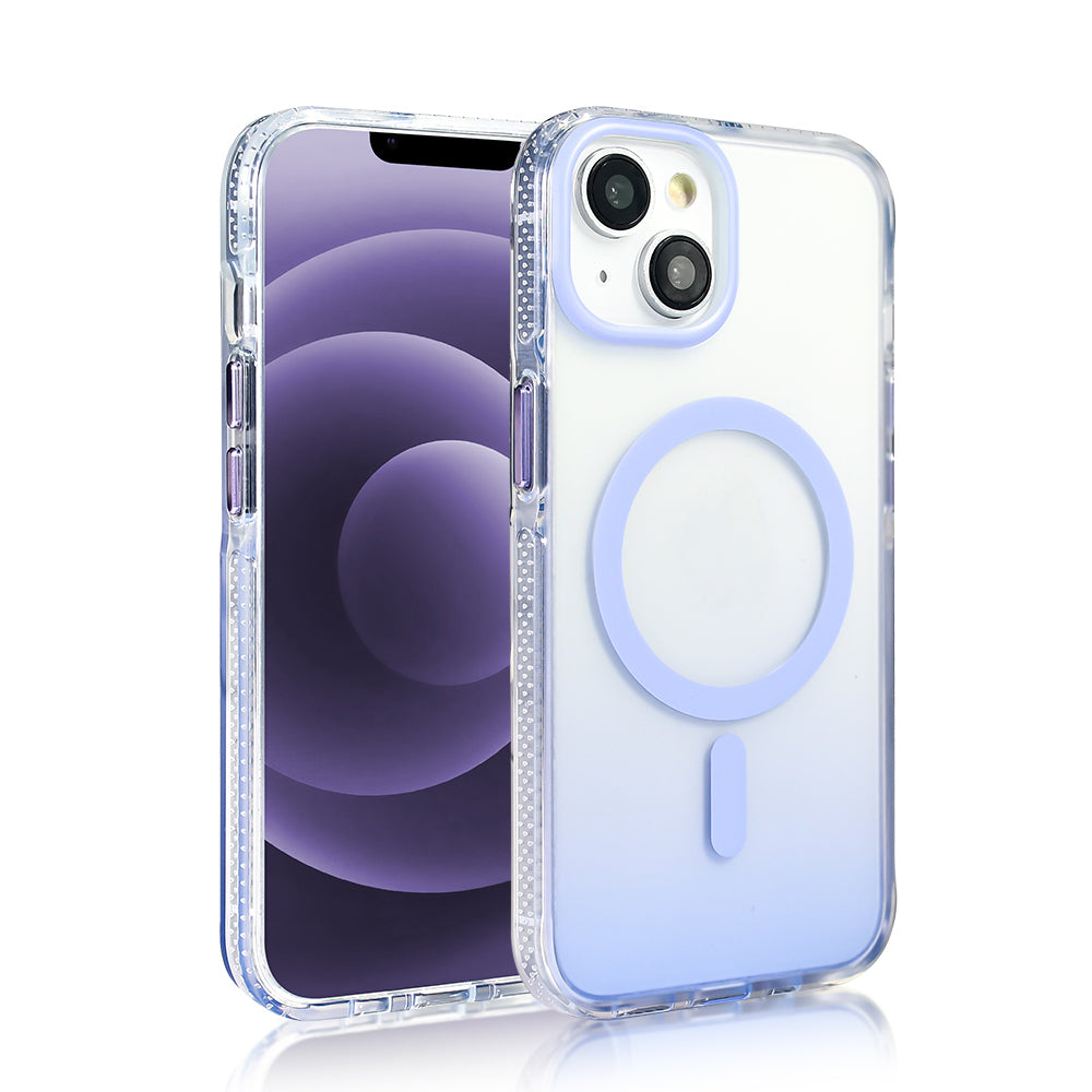 Apple iPhone 14 Kılıf M-safe Şarj Özellikli Transparan Renk Geçişli Zore Toros Kapak Gri