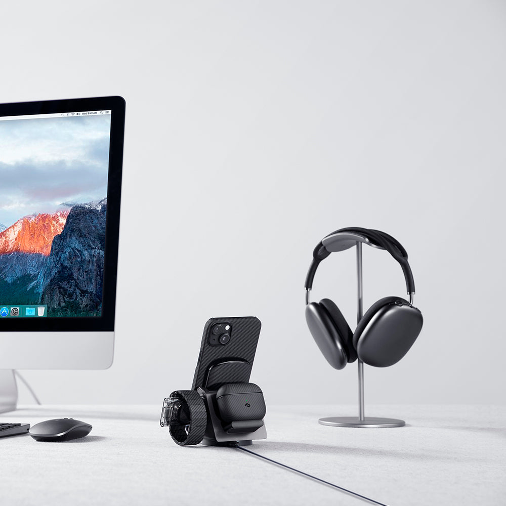 Apple iPhone 14 Kılıf Magsafe Şarj Özellikli 1500D Aramid Fiber Pitaka Ultra-Slim Classic Serisi Black-Grey Twill Kapak Siyah-Gri