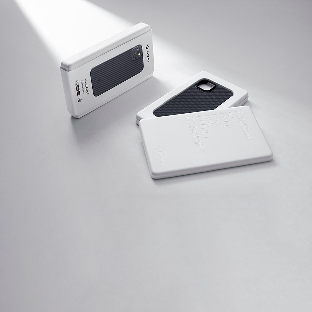 Apple iPhone 14 Kılıf Magsafe Şarj Özellikli 1500D Aramid Fiber Pitaka Ultra-Slim Classic Serisi Black-Grey Twill Kapak Siyah-Gri