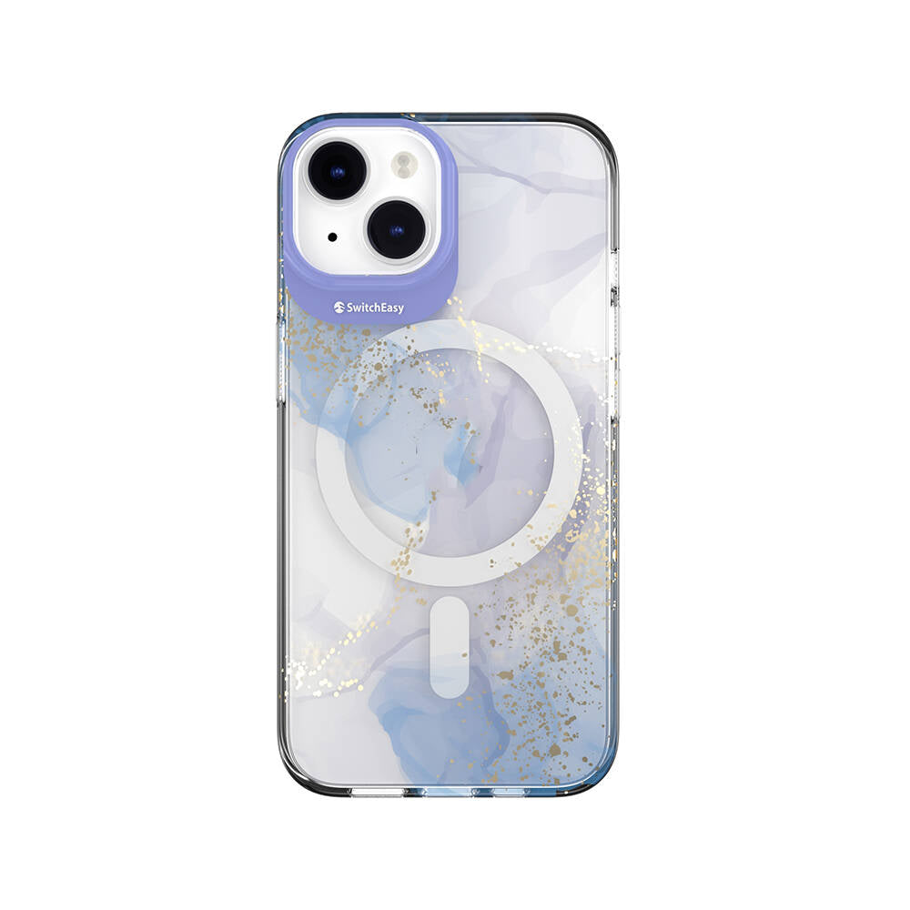 Apple iPhone 14 Kılıf Magsafe Şarj Özellikli Çift IMD Baskılı Lisanslı Switcheasy Artist-M Veil Kapak Mor