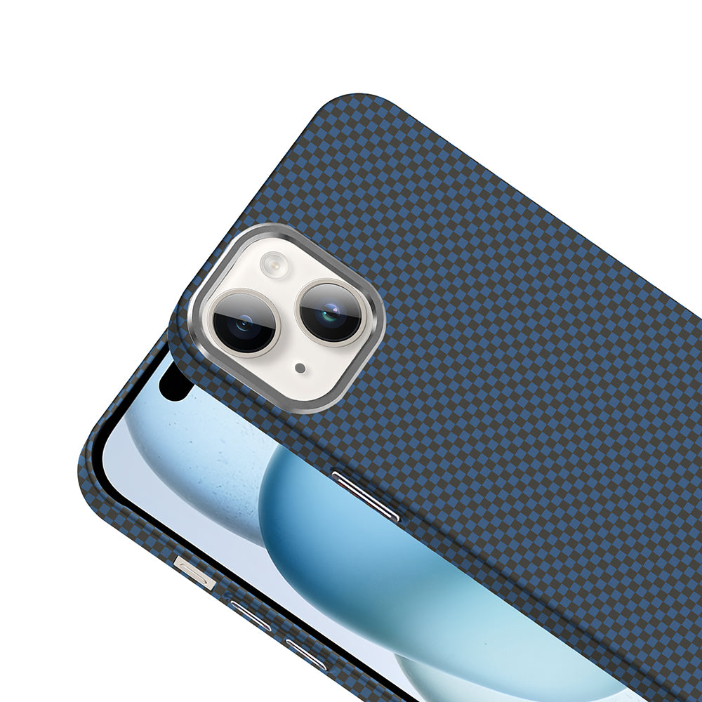 Apple iPhone 14 Kılıf M-safe Şarj Özellikli Karbon Fiber Görünümlü Zore Gros Kapak Desert Titanyum