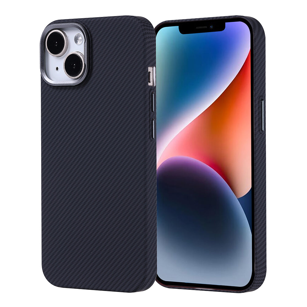 Apple iPhone 14 Kılıf M-safe Şarj Özellikli Karbon Fiber Görünümlü Zore Nekst Kapak Gold