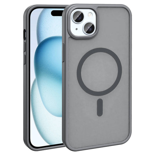 Apple iPhone 14 Kılıf M-safe Şarj Özellikli Mat Arka Yüzey Zore Sio Kapak Gri