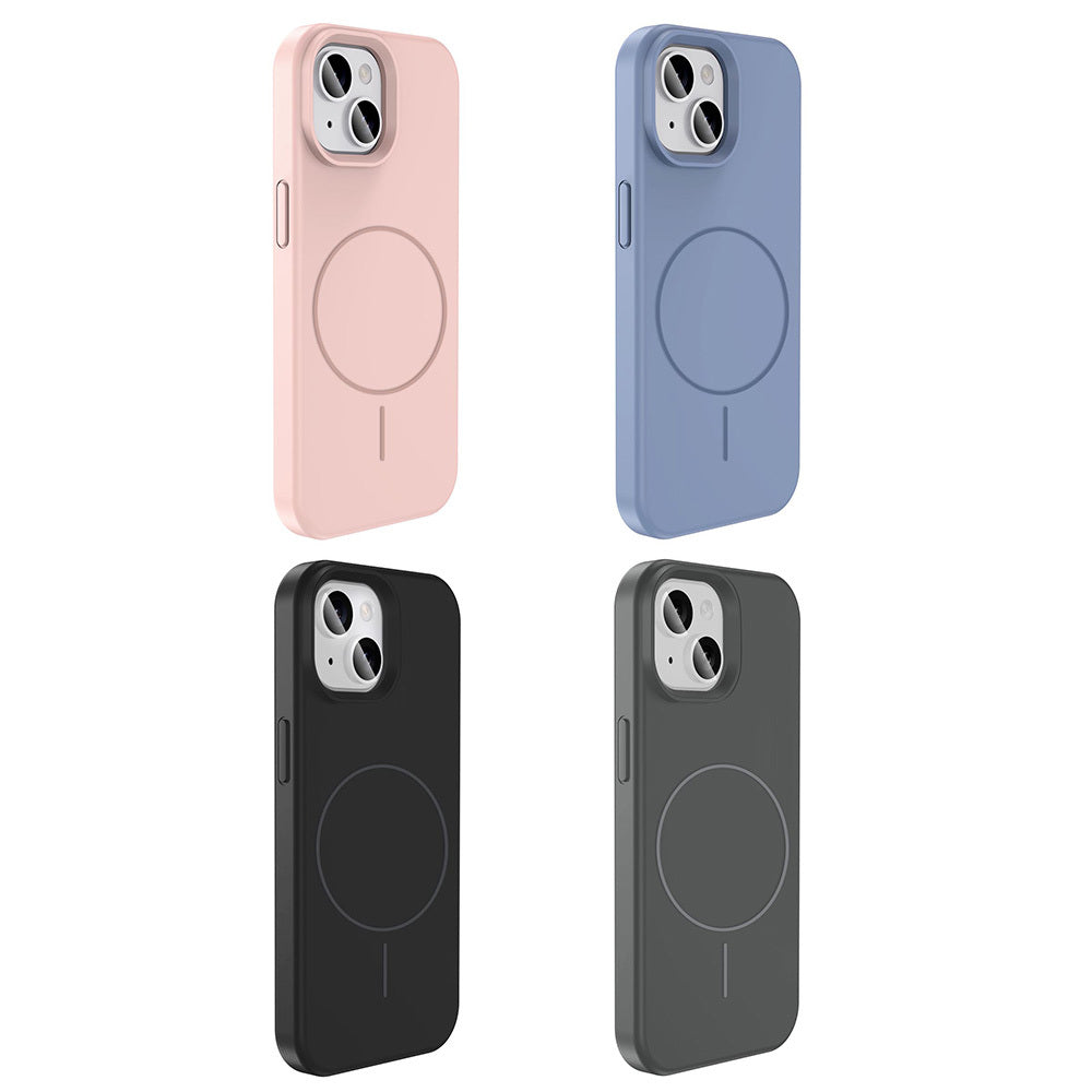 Apple iPhone 14 Kılıf M-safe Şarj Özellikli Sıvı Teknolojili Silinebilir Sert Zore Kivi Kapak Lavendery Gray