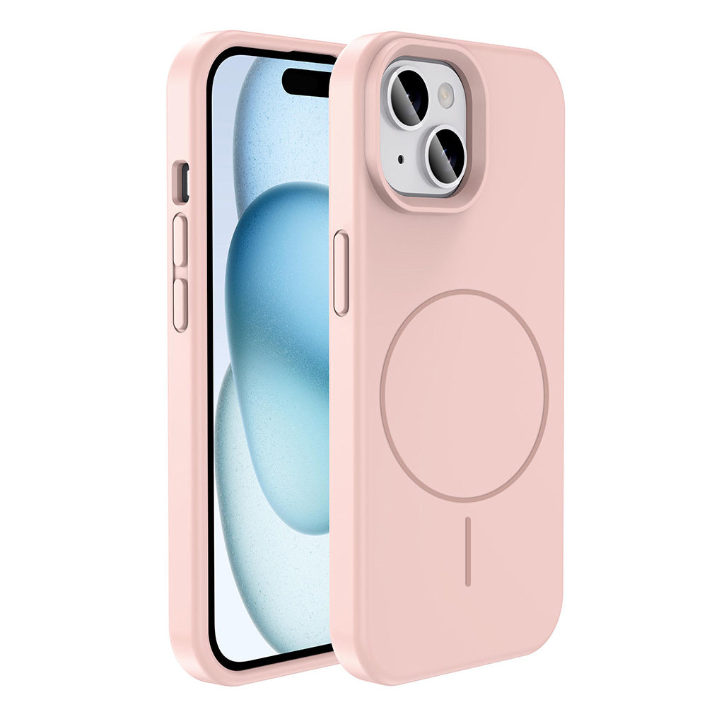 Apple iPhone 14 Kılıf M-safe Şarj Özellikli Sıvı Teknolojili Silinebilir Sert Zore Kivi Kapak Titanyum-Gri