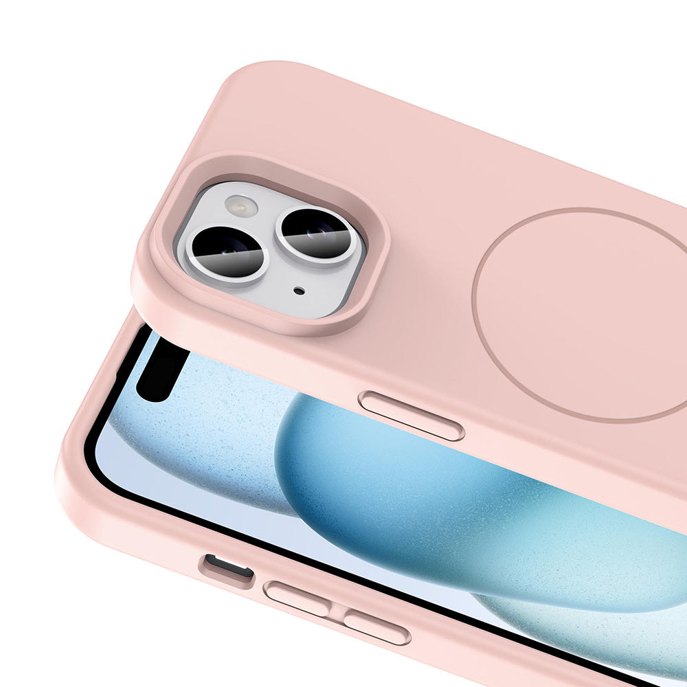 Apple iPhone 14 Kılıf M-safe Şarj Özellikli Sıvı Teknolojili Silinebilir Sert Zore Kivi Kapak Lavendery Gray