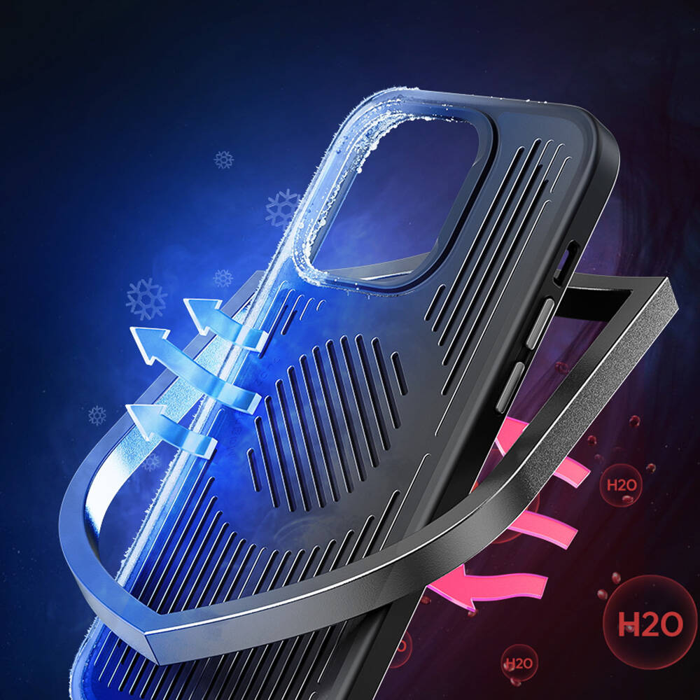 Apple iPhone 14 Kılıf Magsafe Şarj Özellikli Soğutucu Benks Biliz Kapak Gri