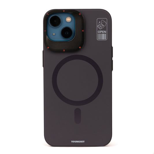 Apple iPhone 14 Kılıf Magsafe Şarj Özellikli Standlı YoungKit Hermit Bracket Serisi Kapak Derin Mor