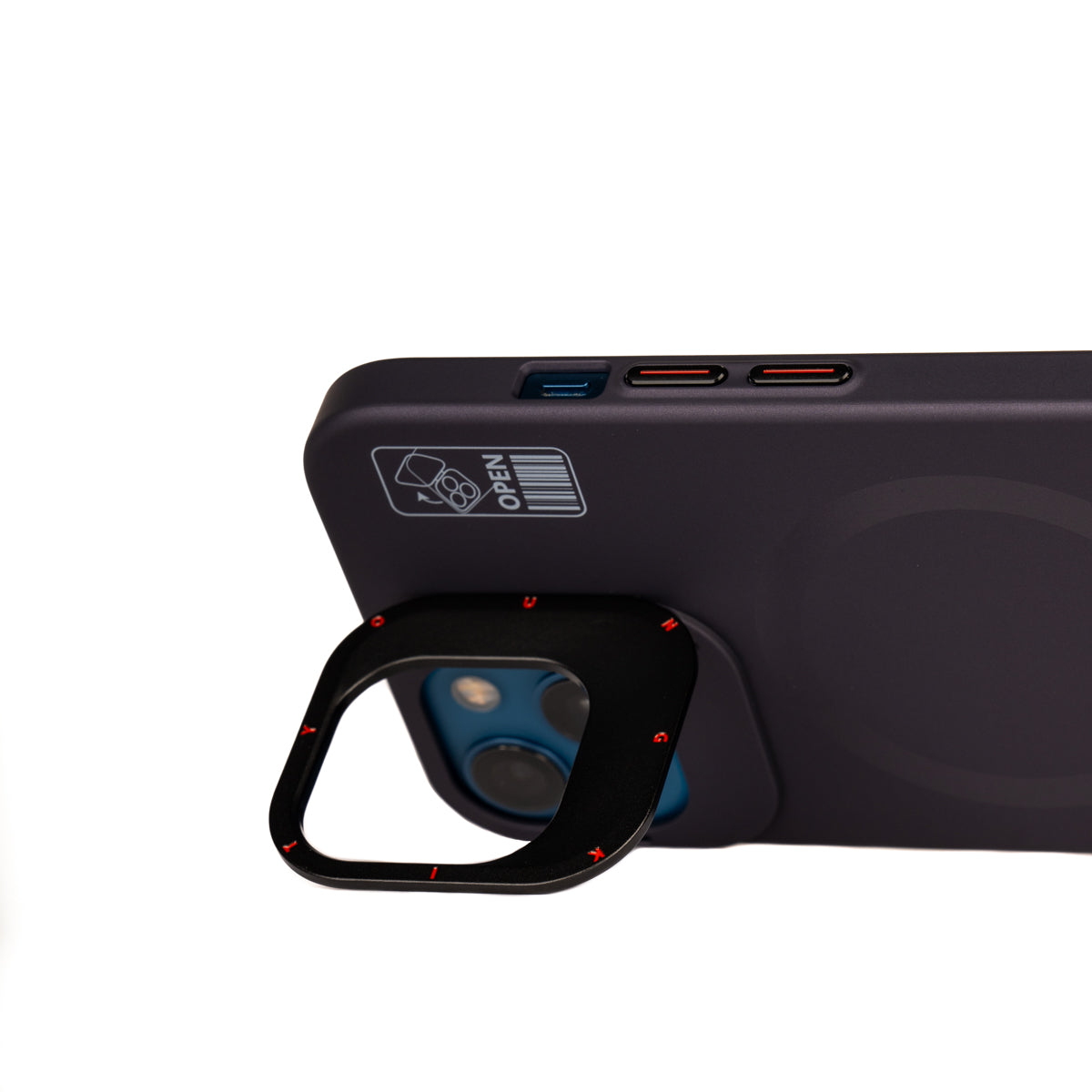 Apple iPhone 14 Kılıf Magsafe Şarj Özellikli Standlı YoungKit Hermit Bracket Serisi Kapak Derin Mor