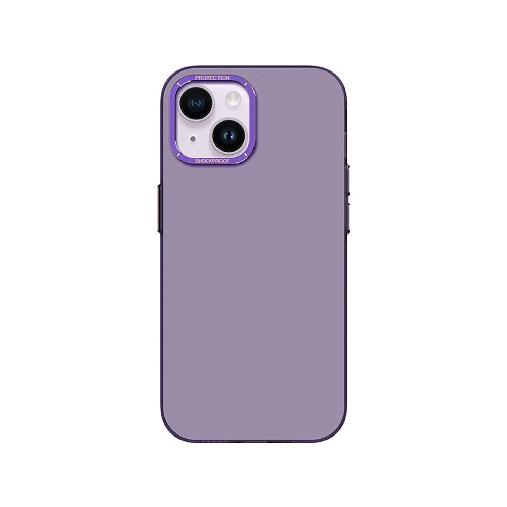 Apple iPhone 14 Kılıf Metal Kamera Çerçeveli Recci Glaze Serisi Kapak Beyaz