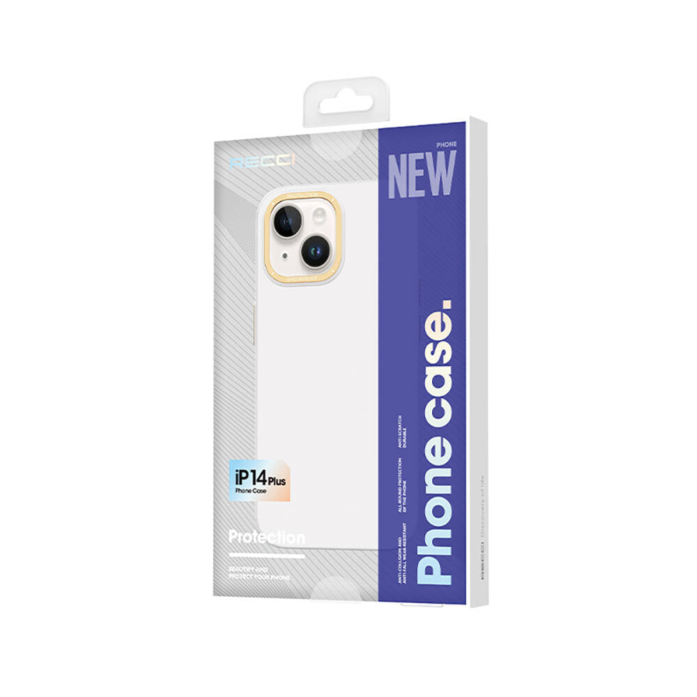 Apple iPhone 14 Kılıf Metal Kamera Çerçeveli Recci Glaze Serisi Kapak Siyah