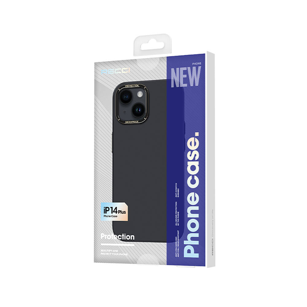 Apple iPhone 14 Kılıf Metal Kamera Çerçeveli Recci Glaze Serisi Kapak Mor